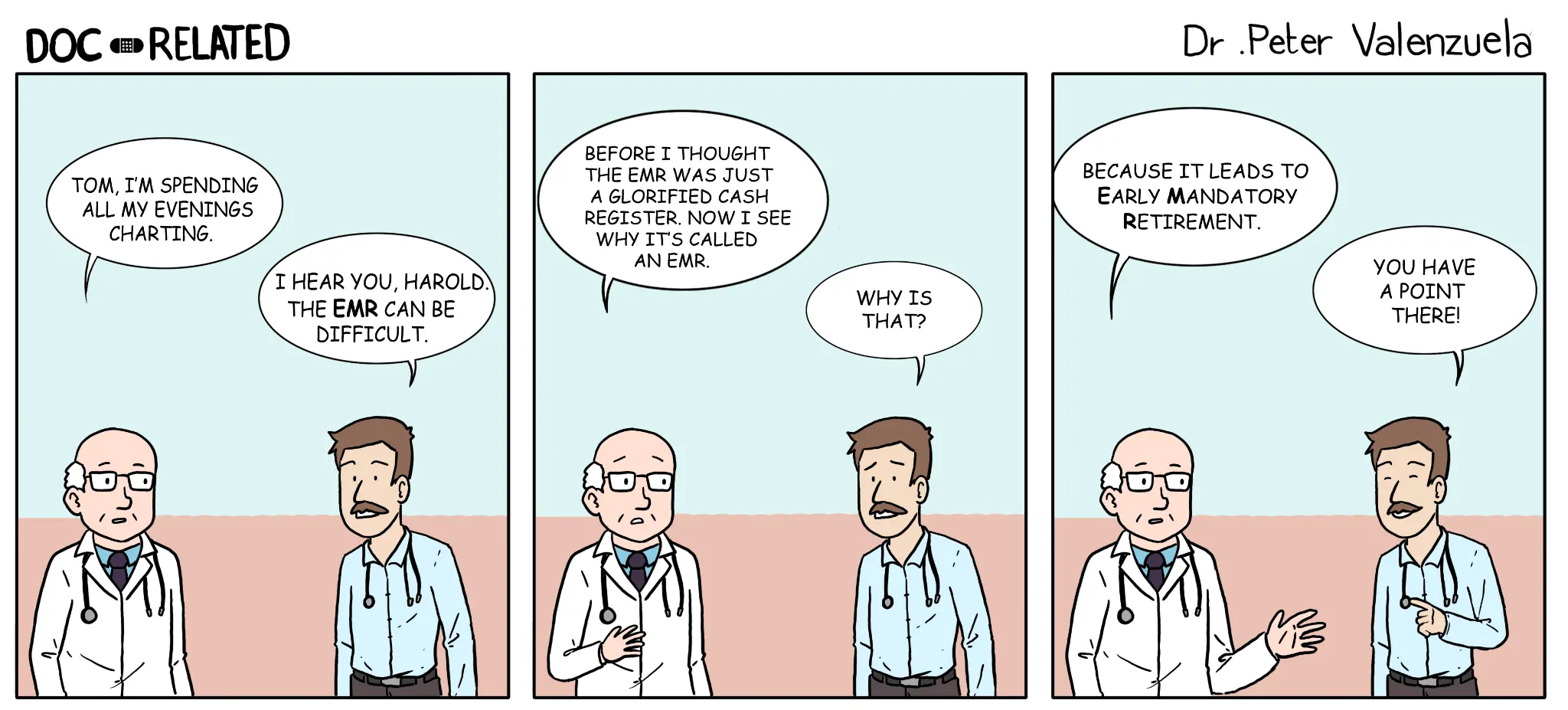 Doc-Related comic strip titled Early Mandatory Retirement