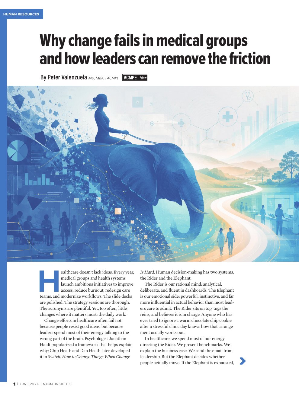 First page of Why Change Fails in Medical Groups and How Leaders Can Remove the Friction